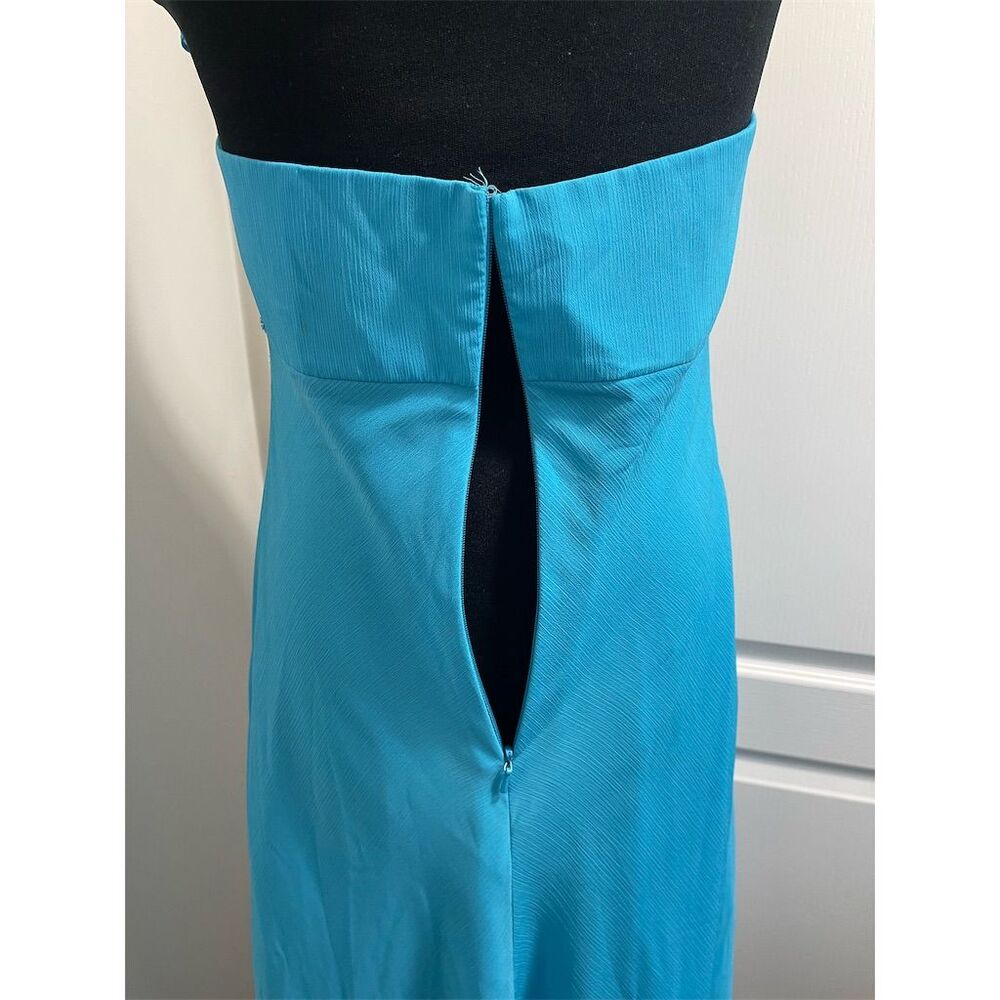 David's Bridal Women's Size 4 Blue High-Low Party Dress halter neck formal - Picture 6 of 14